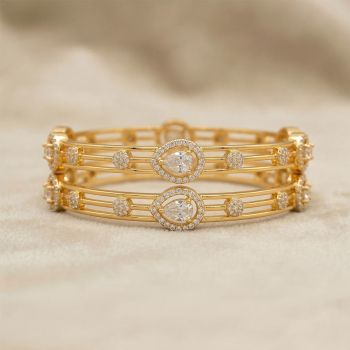 Gold Plated Silver Triple Band Bangle