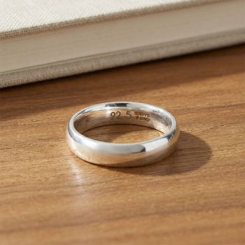 Silver Dome Wedding Ring 