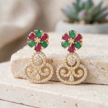 Traditional Floral Silver Casting Drops