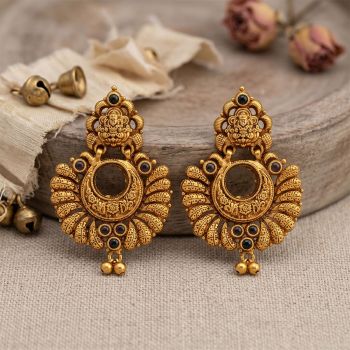 Antique Lakshmi Floral Silver Drops