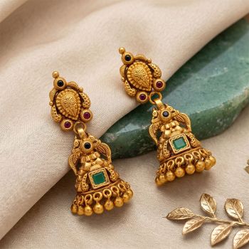 Traditional Floral Mayil Silver Jimikki