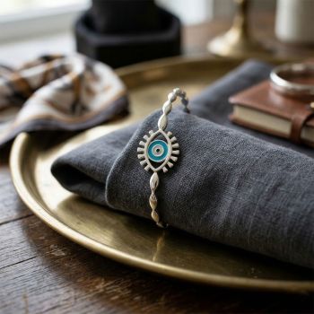 Silver Enamel Eye Motif Gadi