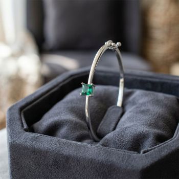 Silver Emerald Green Geometric Gadi