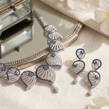 Elegant Silver Peacock Bridal Set