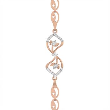 Twin Floral Frame Diamond Rose Bracelet-hover