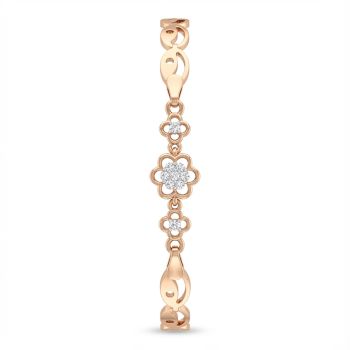 Flower Motif Linked Diamond Rose Bracelet-hover