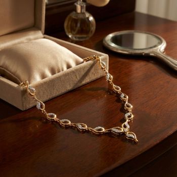 Trendy Leaf Diamond Necklace-hover