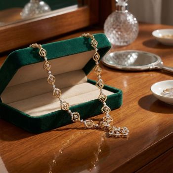 Elegant Leaf Diamond Necklace-hover