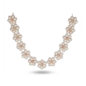 Vintage Floral Rose Diamond Necklace-hover