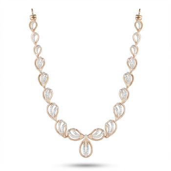 Trendy Rose Gold Diamond Necklace-hover