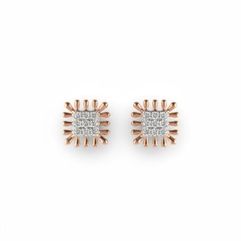 Sunburst Rose Diamond Stud-hover