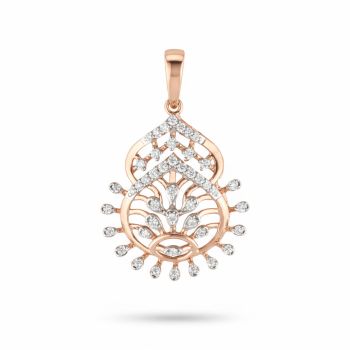 Leaf Drop Rose Diamond Pendant-hover