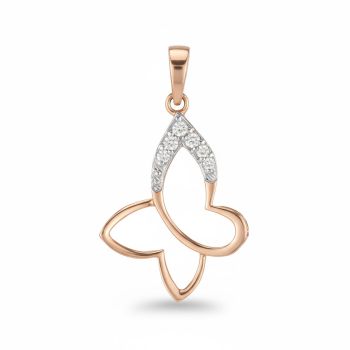 Elegant Butterfly Rose Diamond Pendant-hover