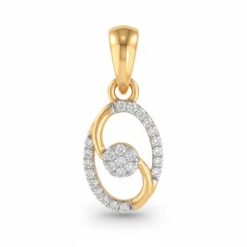 Vougish Oval Gold Diamond Pendant-hover
