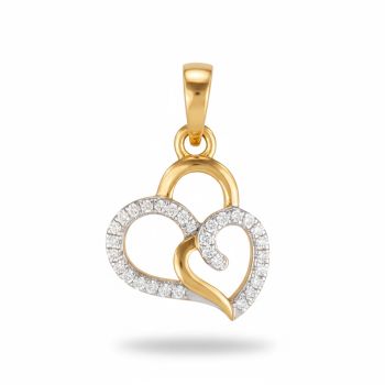 Fashionate Hearty Gold Diamond Pendant-hover