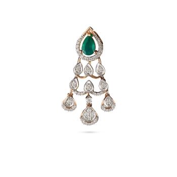 Emerald Teardrop Chandelier Earrings-hover