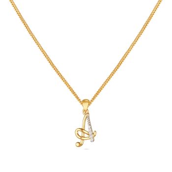 Diamond-Alphabet Gold Pendant -hover