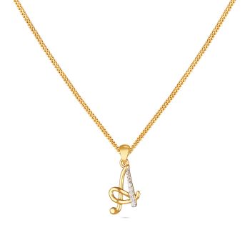 Diamond-Alphabet Gold Pendant -hover
