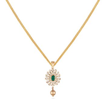 Bridal Ruby Floral Cluster Diamond Pendant -hover