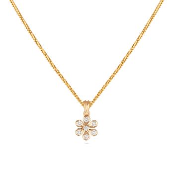 Symmetric Gold Diamond Floral Pendant -hover