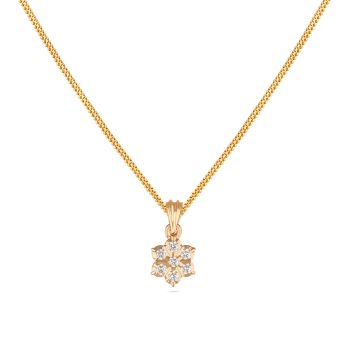 Symmetric Gold Diamond Floral Pendant -hover
