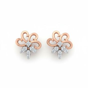 Floral Rose Diamond Stud-hover