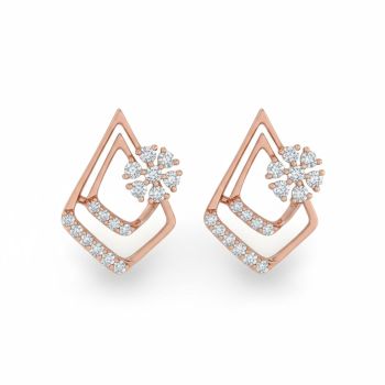 Angular Luxe Rose Diamond Stud-hover