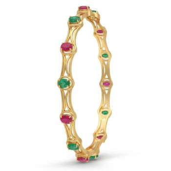 Flowing Arch Ruby Emerald Diamond Bangle-hover