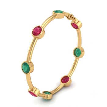 Elegant Ruby Emerald Diamond Bangle-hover