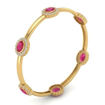 Classy Ruby Halo Diamond Bangle-hover