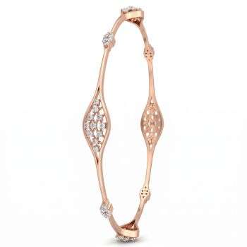 Stylish Lattice Rose Diamond Bangle-hover