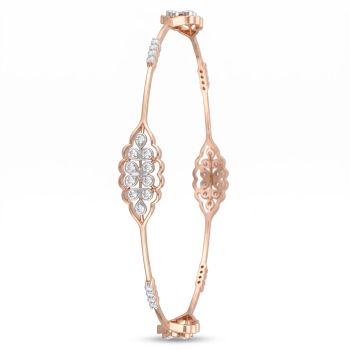 Classic Floral Rose Diamond Bangle-hover