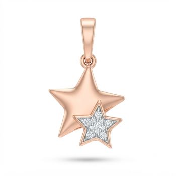 Elegant Dual Star Rose Diamond Pendant-hover