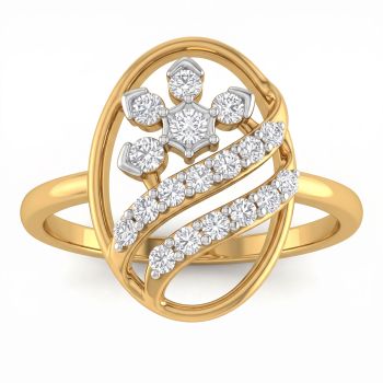 Oval Floral Lattice Diamond Ring-hover