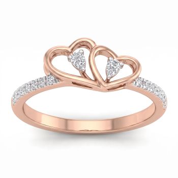 Twin Heart Pear Diamond Gold Ring-hover