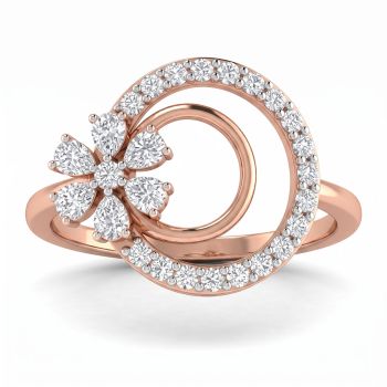 Dual Circle Blossom Rose Diamond Ring-hover