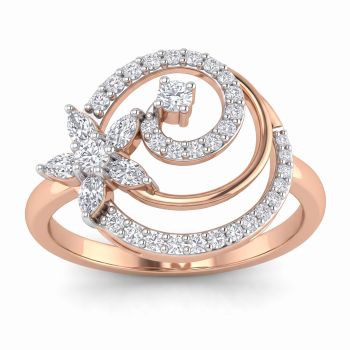 Swirling Floral Galaxy Rose Diamond Ring-hover