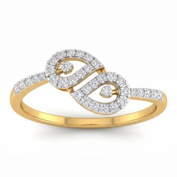 Dual Loop Leaf Diamond Ring-hover