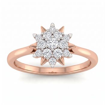 Starburst Cluster Diamond Rose Ring-hover