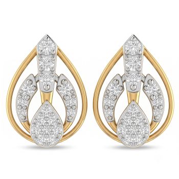 Pear Filigree Diamond Stud Earrings-hover
