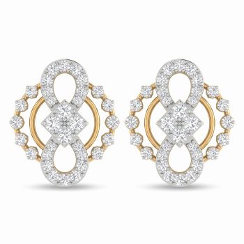 Infinity Medallion Diamond Stud Earrings-hover