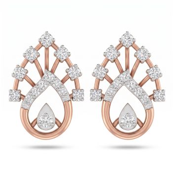 Majestic Teardrop Rose Diamond Stud Earrings-hover