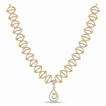 Floral Marquise Diamond Gold Necklace-hover