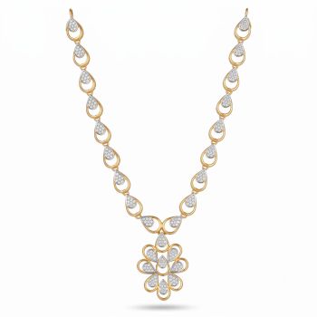 Teardrop Loop Floral Diamond Gold Necklace-hover