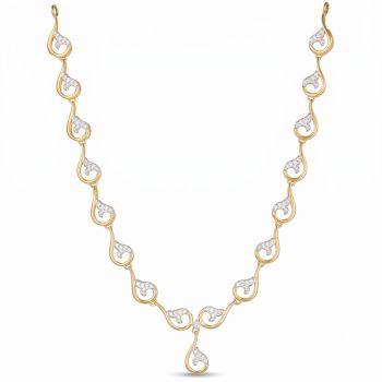 Dewdrop Paisley Diamond Gold Necklace-hover
