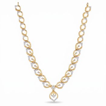 Drop Shield Diamond Gold Necklace-hover
