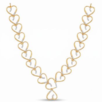 Drop Heart Diamond Gold Necklace-hover