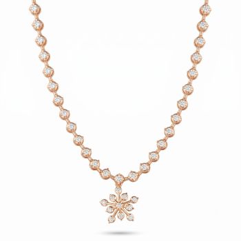 Modern Snowflake Cluster Diamond Necklace-hover