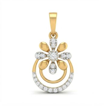 Concentric Floral Diamond Pendant-hover