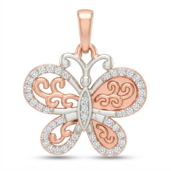 Butterfly Filigree Rose Diamond Pendant-hover